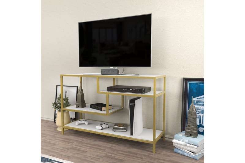 Tv-bänk Zakkum 120x75 cm - Guld - Möbler - TV- & Mediamöbler - TV bänk & mediabänk