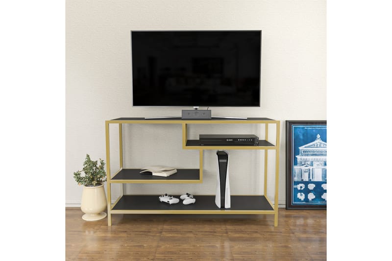 Tv-bänk Zakkum 120x75 cm - Guld - Möbler - TV- & Mediamöbler - TV bänk & mediabänk