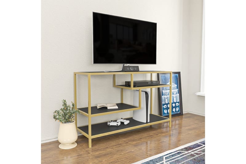 Tv-bänk Zakkum 120x75 cm - Guld - Möbler - TV- & Mediamöbler - TV bänk & mediabänk