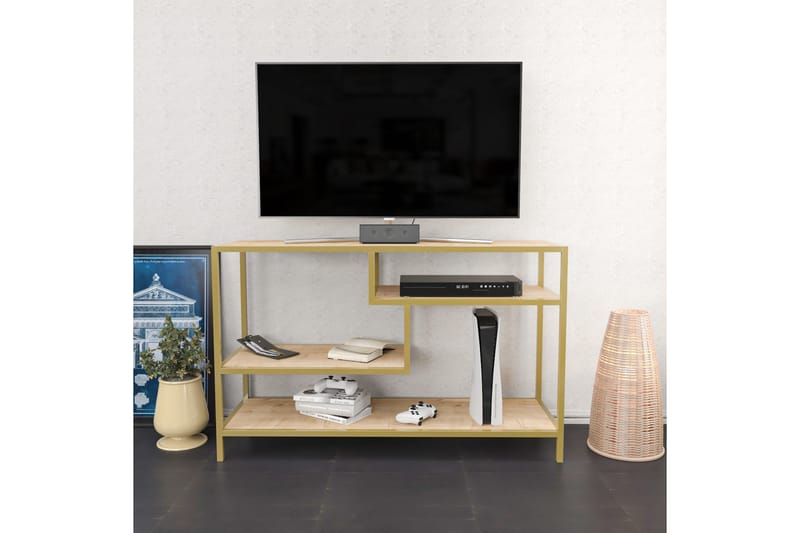 Tv-bänk Zakkum 120x75 cm - Guld - Möbler - TV- & Mediamöbler - TV bänk & mediabänk