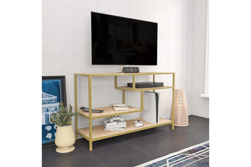 Tv-bänk Zakkum 120x75 cm - Guld - Möbler - TV- & Mediamöbler - TV bänk & mediabänk