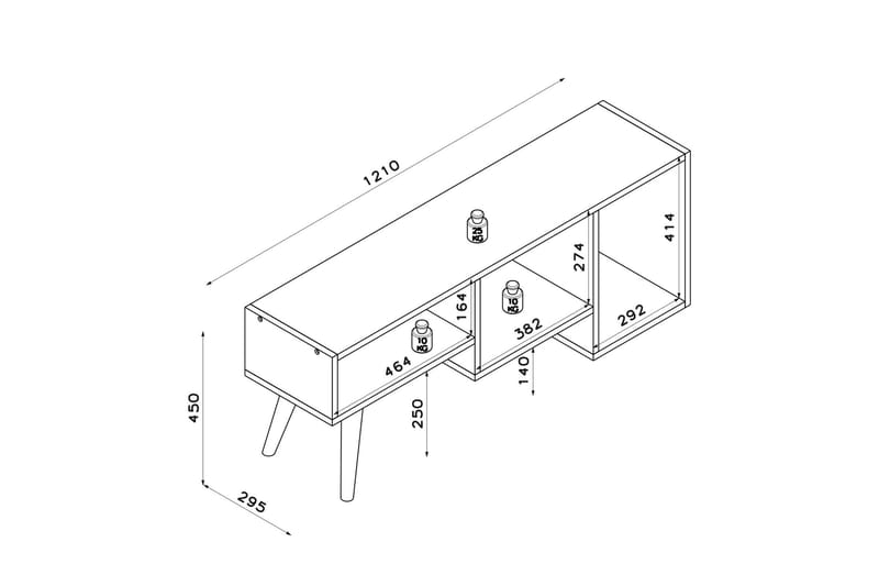 Tv-bänk Zakkum 121x45 cm - Vit - Möbler - TV- & Mediamöbler - TV bänk & mediabänk