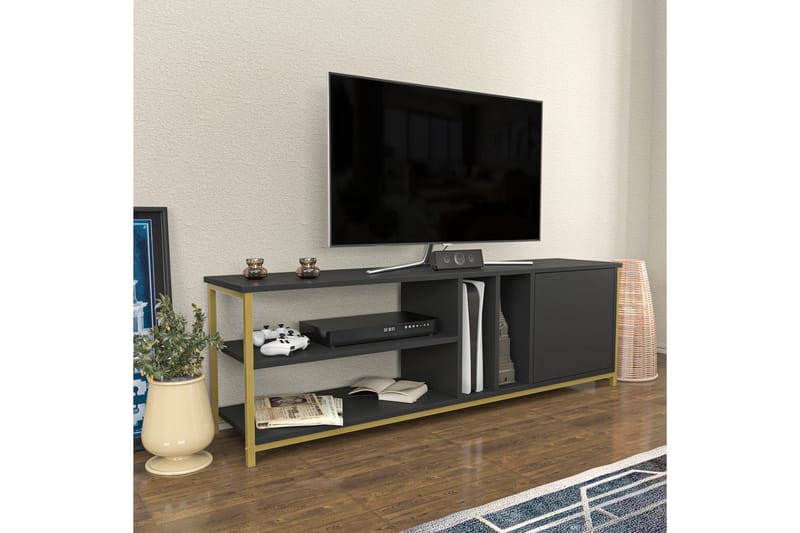 Tv-bänk Zakkum 140x50,8 cm - Guld - Möbler - TV- & Mediamöbler - TV bänk & mediabänk