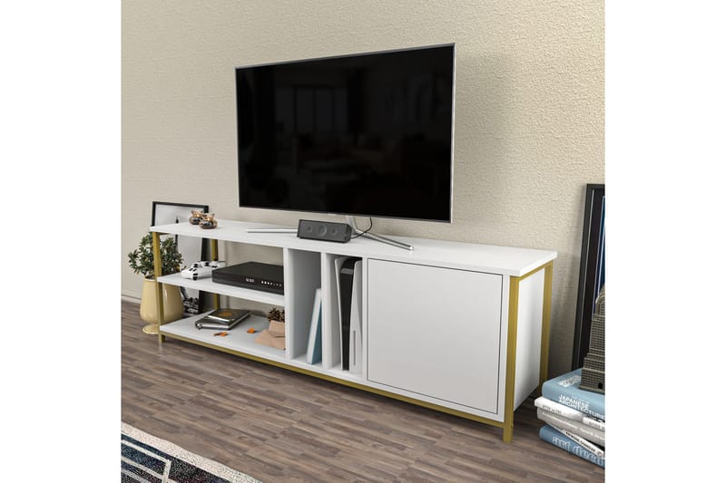 Tv-bänk Zakkum 140x50,8 cm - Guld - Möbler - TV- & Mediamöbler - TV bänk & mediabänk