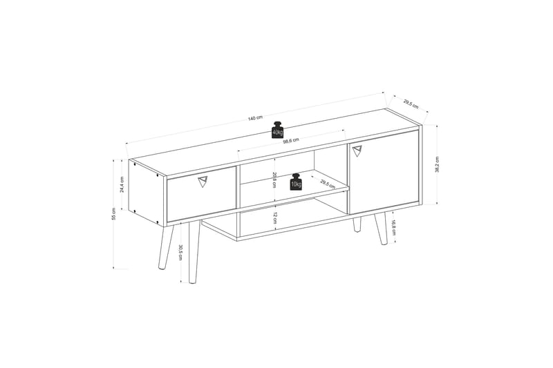 Tv-bänk Zakkum 140x55 cm - Antracit - Möbler - TV- & Mediamöbler - TV bänk & mediabänk