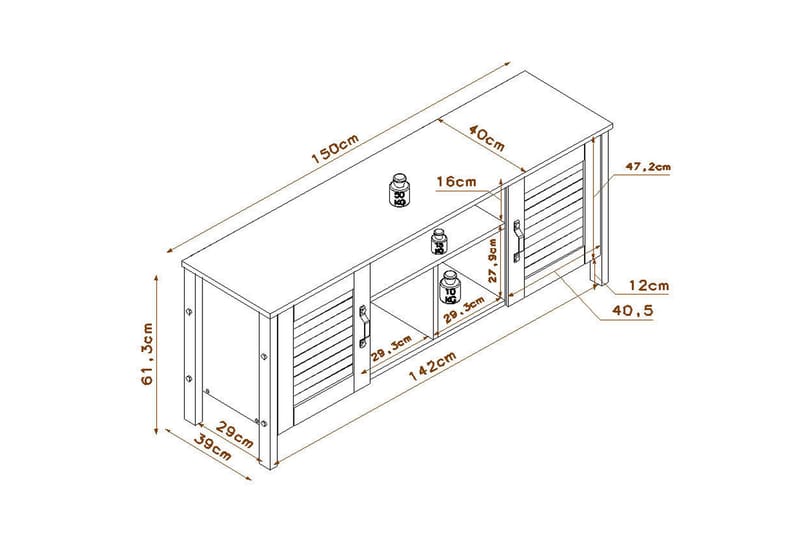 Tv-bänk Zakkum 150x61,3 cm - Vit - Möbler - TV- & Mediamöbler - TV bänk & mediabänk