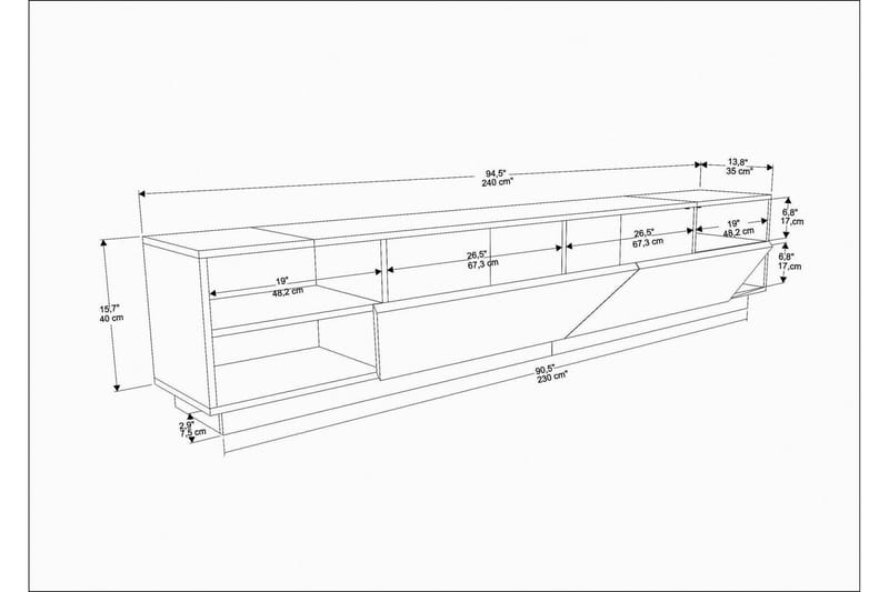 Tv-bänk Zakkum 240x47,4 cm - Brun - Möbler - TV- & Mediamöbler - TV bänk & mediabänk