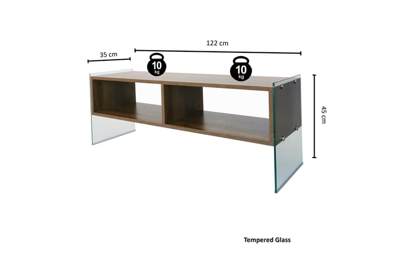 TV-bänk Zazana 122 cm - Brun - Möbler - TV- & Mediamöbler - TV bänk & mediabänk