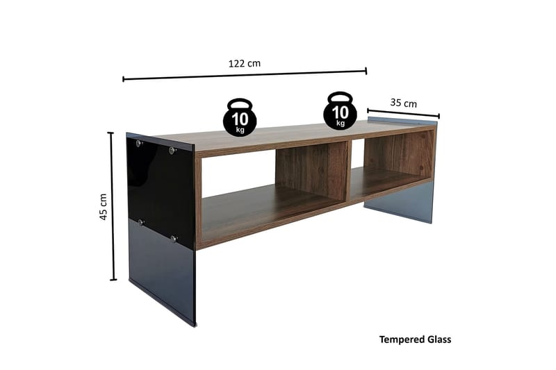 TV-bänk Zazana 122 cm - Mörkbrun - Möbler - TV- & Mediamöbler - TV bänk & mediabänk