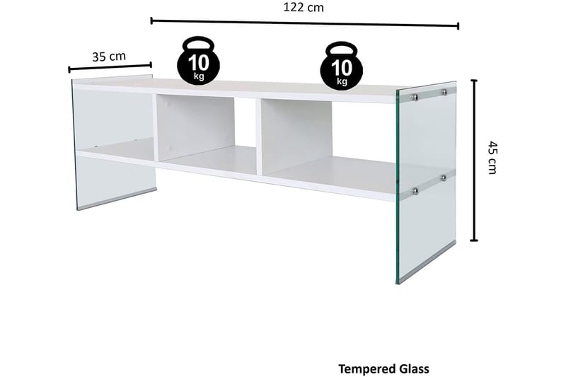 TV-bänk Zazana 122 cm - Vit - Möbler - TV- & Mediamöbler - TV bänk & mediabänk