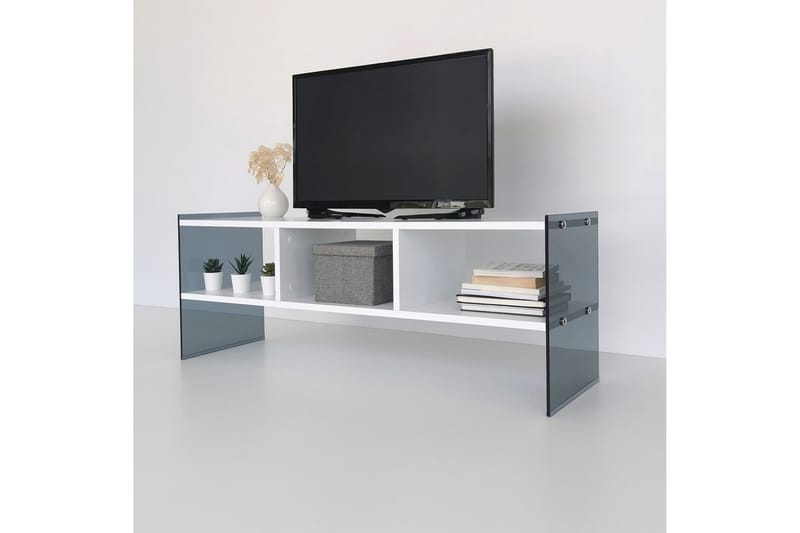 TV-bänk Zazana 122 cm - Vit/Grå - Möbler - TV- & Mediamöbler - TV bänk & mediabänk