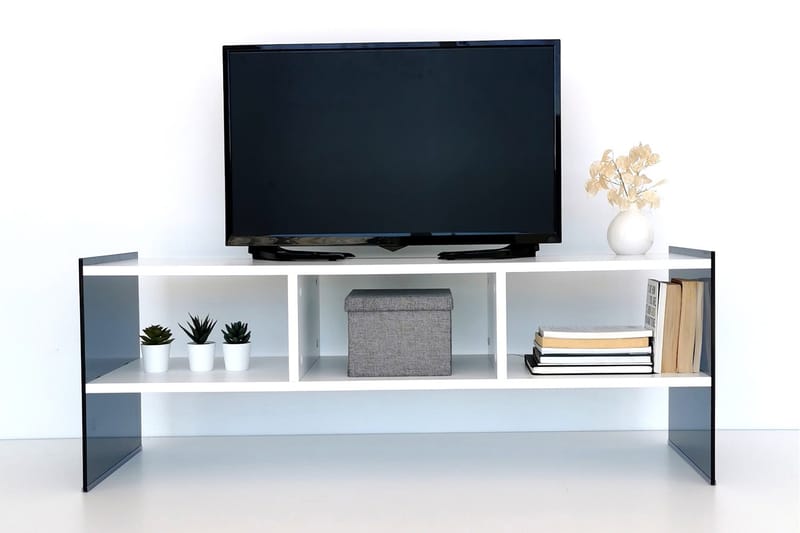 TV-bänk Zazana 122 cm - Vit/Grå - Möbler - TV- & Mediamöbler - TV bänk & mediabänk