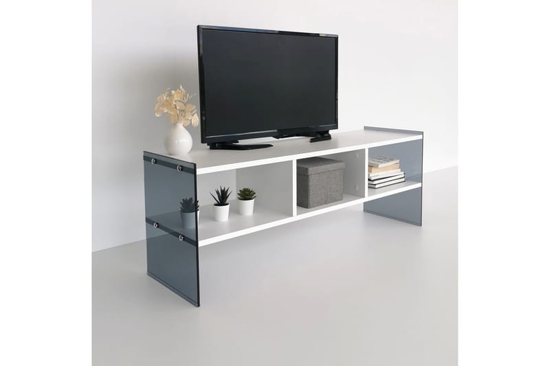 TV-bänk Zazana 122 cm - Vit/Grå - Möbler - TV- & Mediamöbler - TV bänk & mediabänk