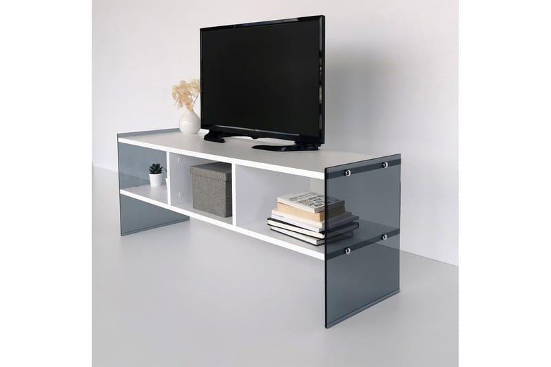 TV-bänk Zazana 122 cm - Vit/Grå - Möbler - TV- & Mediamöbler - TV bänk & mediabänk