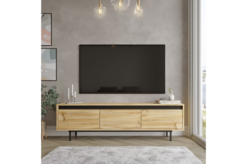 Tv-bänk Zeliv 160 cm - Natur/Svart - Möbler - TV- & Mediamöbler - TV bänk & mediabänk