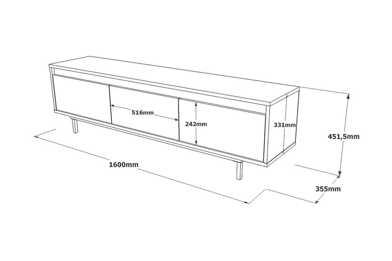 Tv-bänk Zeliv 160 cm - Natur/Svart - Möbler - TV- & Mediamöbler - TV bänk & mediabänk