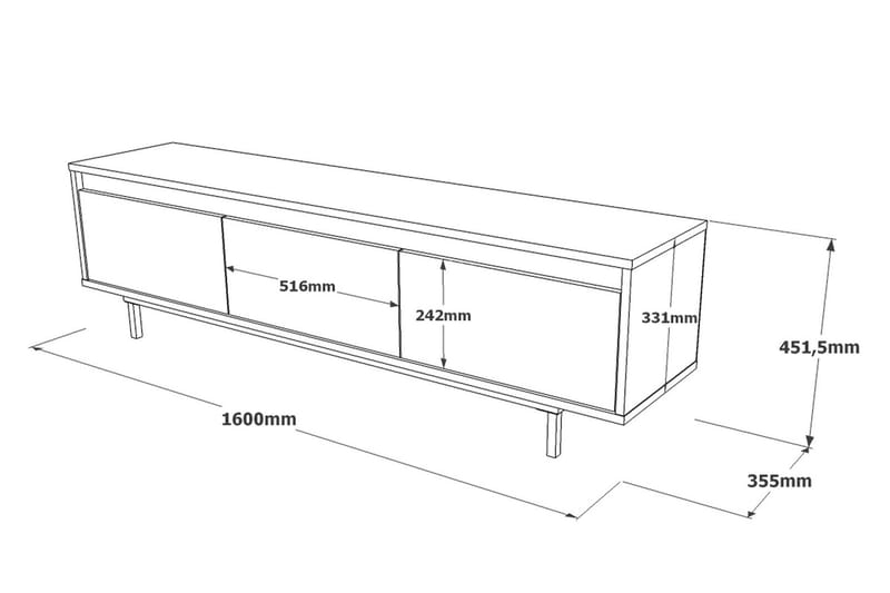 Tv-bänk Zeliv 160 cm - Silver/Svart - Möbler - TV- & Mediamöbler - TV bänk & mediabänk