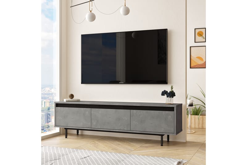 Tv-bänk Zeliv 160 cm - Silver/Svart - Möbler - TV- & Mediamöbler - TV bänk & mediabänk