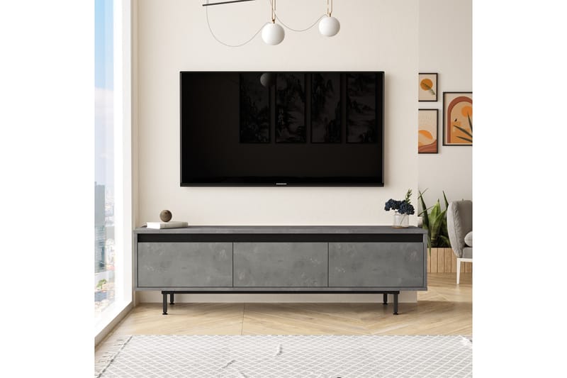 Tv-bänk Zeliv 160 cm - Silver/Svart - Möbler - TV- & Mediamöbler - TV bänk & mediabänk