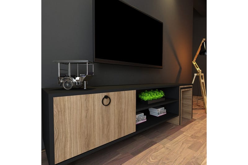 Tv-bänk Zigone 180 cm - Natur/Svart - Möbler - TV- & Mediamöbler - TV bänk & mediabänk