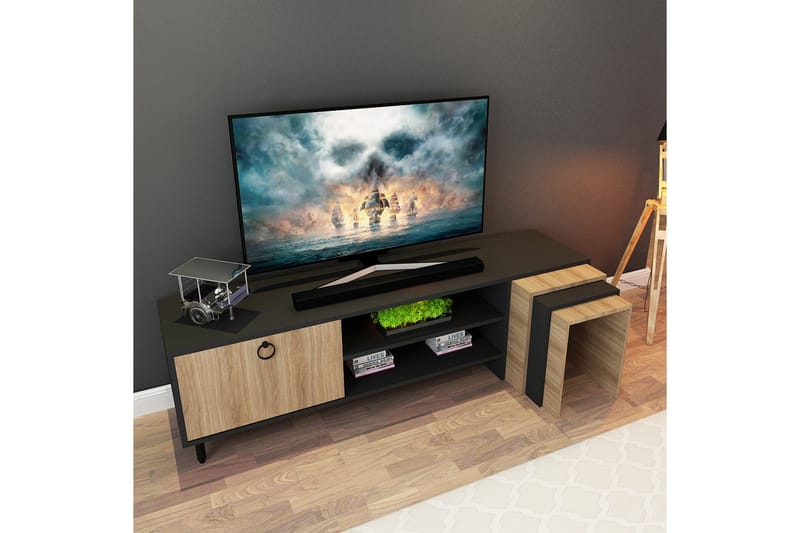 Tv-bänk Zigone 180 cm - Natur/Svart - Möbler - TV- & Mediamöbler - TV bänk & mediabänk