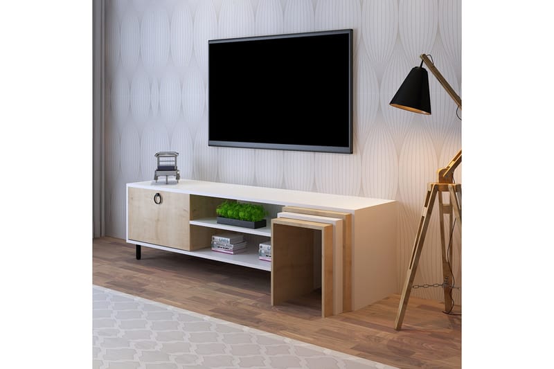 Tv-bänk Zigone 180 cm - Natur/Vit - Möbler - TV- & Mediamöbler - TV bänk & mediabänk