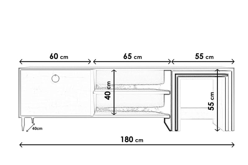 Tv-bänk Zigone 180 cm - Natur/Vit - Möbler - TV- & Mediamöbler - TV bänk & mediabänk