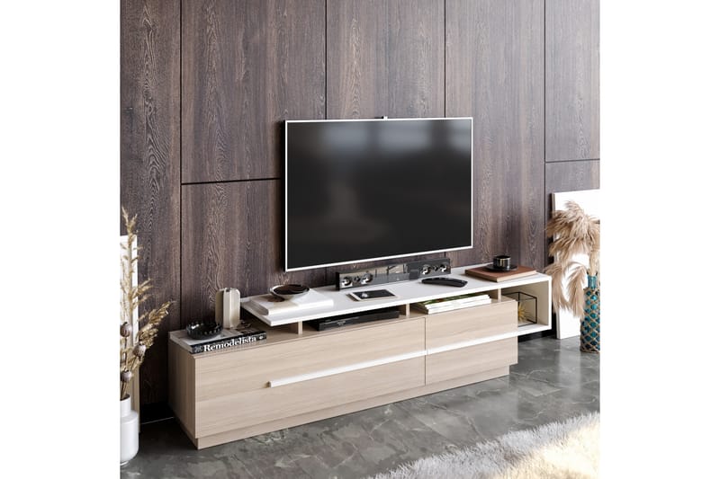 Tv-bänk Pianea 150 cm - Natur/Vit - Möbler - TV- & Mediamöbler - TV bänk & mediabänk