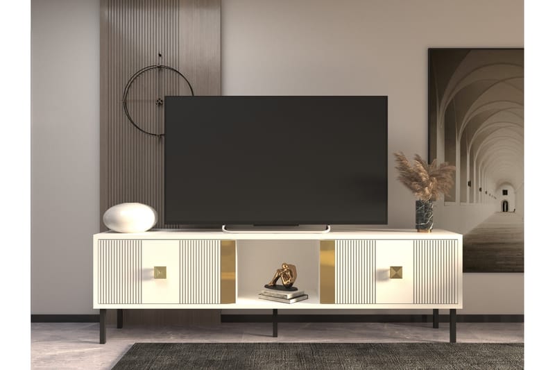 Tv-bänk Portes 150 cm - Guld - Möbler - TV- & Mediamöbler - TV bänk & mediabänk