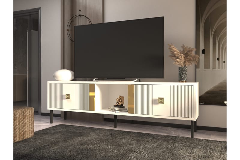 Tv-bänk Portes 150 cm - Guld - Möbler - TV- & Mediamöbler - TV bänk & mediabänk