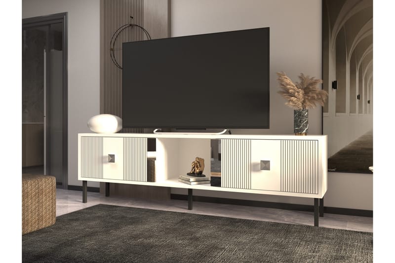 Tv-bänk Portes 150 cm - Silver - Möbler - TV- & Mediamöbler - TV bänk & mediabänk