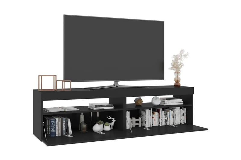 Tv-bänkar med LED-belysning 2 st svart 75x35x40 cm - Svart - Möbler - TV- & Mediamöbler - TV bänk & mediabänk