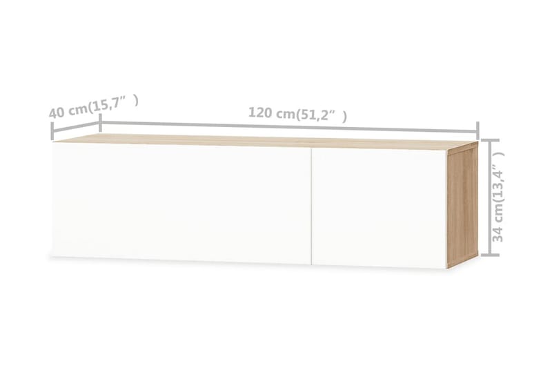 TV-möbel spånskiva 120x40x34 cm ek och vit högglans - Brun - Möbler - TV- & Mediamöbler - TV bänk & mediabänk