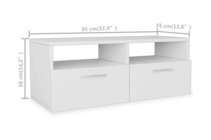 TV-möbel spånskiva 95x35x36 cm vit - Vit - Möbler - TV- & Mediamöbler - TV bänk & mediabänk