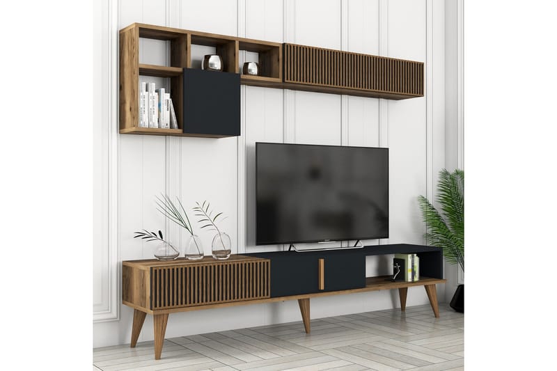 Tv-bänk Milanda 180 cm - Valnöt/Antracit - Möbler - TV- & Mediamöbler - TV bänk & mediabänk