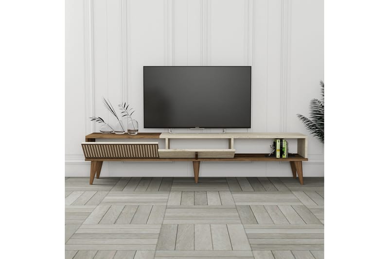 Tv-bänk Milanda 180 cm - Valnöt/Beige - Möbler - TV- & Mediamöbler - TV bänk & mediabänk