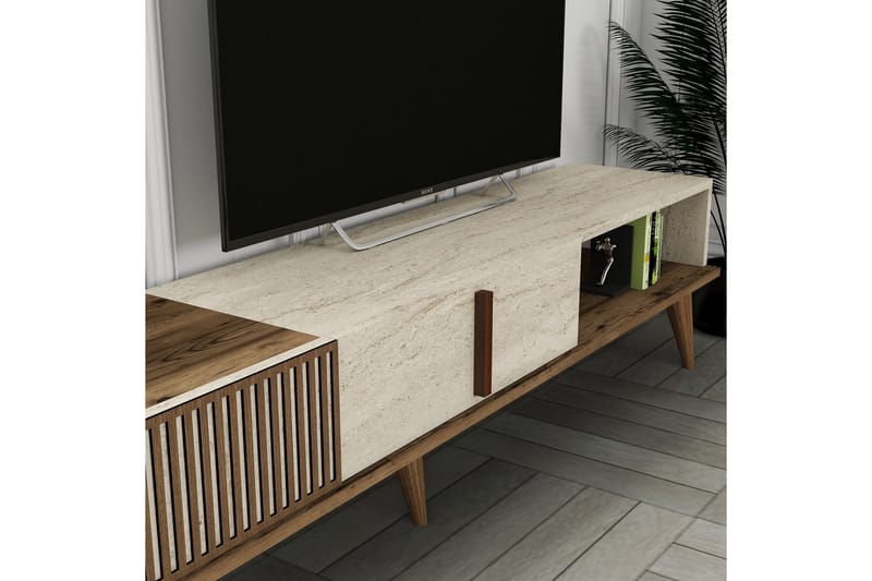 Tv-bänk Milanda 180 cm - Valnöt/Beige - Möbler - TV- & Mediamöbler - TV bänk & mediabänk