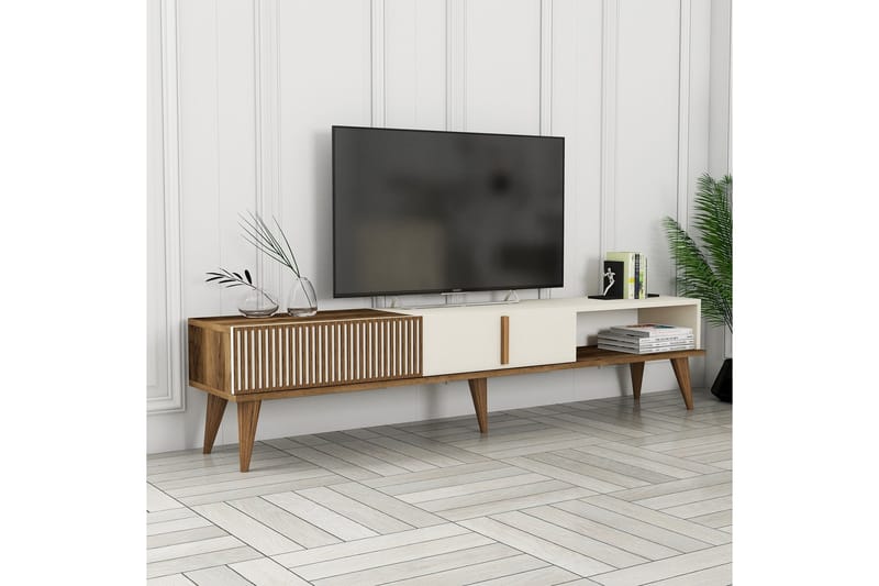 Tv-bänk Milanda 180 cm - Valnöt/Cream - Möbler - TV- & Mediamöbler - TV bänk & mediabänk