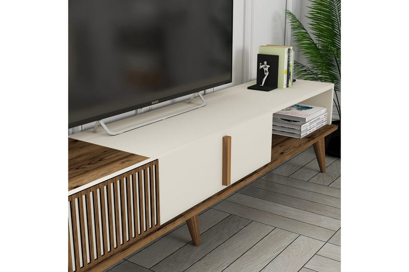 Tv-bänk Milanda 180 cm - Valnöt/Cream - Möbler - TV- & Mediamöbler - TV bänk & mediabänk