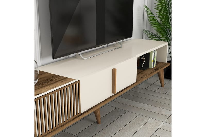 Tv-bänk Milanda 180 cm - Valnöt/Cream - Möbler - TV- & Mediamöbler - TV bänk & mediabänk