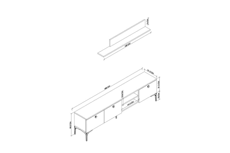 Tv-bänk Motto 180 cm - Ek/Vit - Möbler - TV- & Mediamöbler - TV bänk & mediabänk