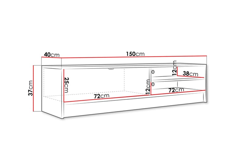 Tv-bänk Munkedal 150 cm - Vit - Möbler - TV- & Mediamöbler - TV bänk & mediabänk