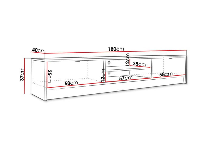 Tv-bänk Munkedal 180 cm - Vit - Möbler - TV- & Mediamöbler - TV bänk & mediabänk