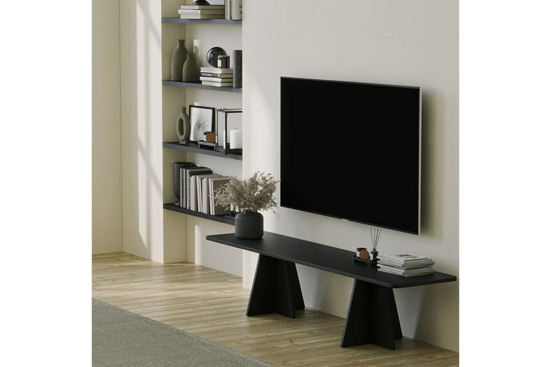 Tv-bänk Munne 180 cm - Svart - Möbler - TV- & Mediamöbler - TV bänk & mediabänk