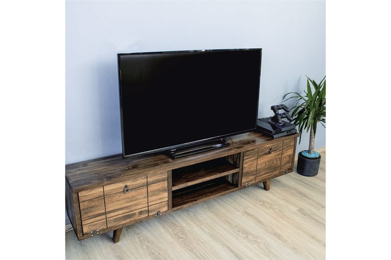 Tv-bänk Niku 180x30 cm Brun - Hanah Home - Möbler - TV- & Mediamöbler - TV bänk & mediabänk