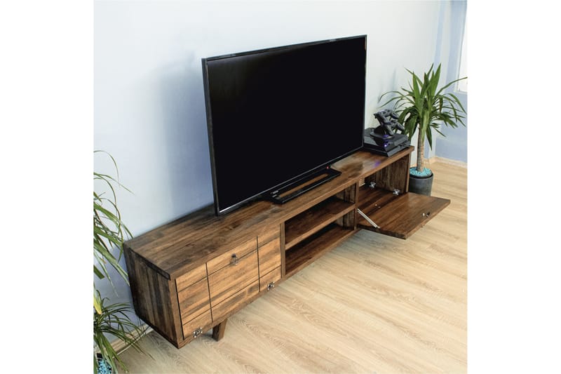 Tv-bänk Niku 180x30 cm Brun - Hanah Home - Möbler - TV- & Mediamöbler - TV bänk & mediabänk