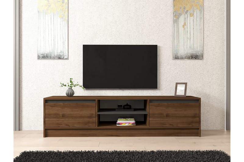 Tv-bänk Olca 180 cm - Valnöt/Antracit - Möbler - TV- & Mediamöbler - TV bänk & mediabänk