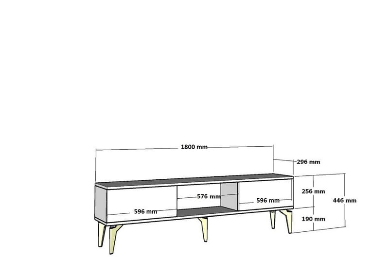 Tv-bänk Ritim 180 cm - Antracit/Guld - Möbler - TV- & Mediamöbler - TV bänk & mediabänk