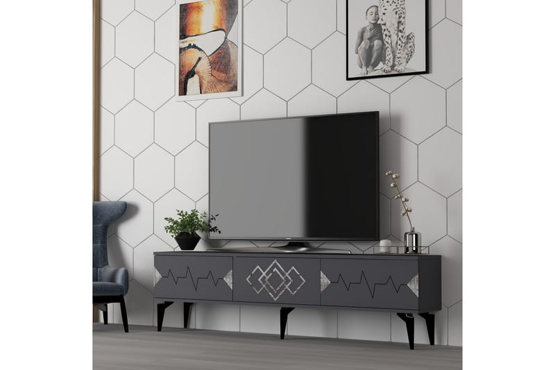 Tv-bänk Ritim 180 cm - Antracit/Silver - Möbler - TV- & Mediamöbler - TV bänk & mediabänk