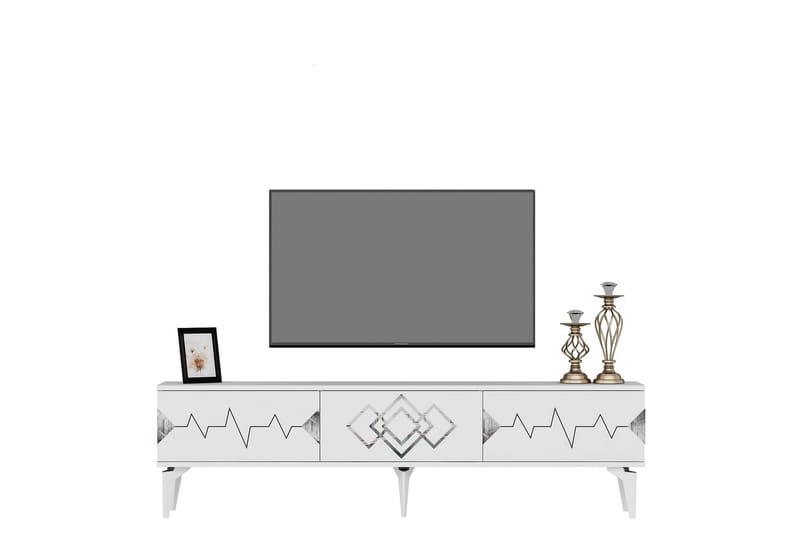 Tv-bänk Ritim 180 cm - Vit/Silver - Möbler - TV- & Mediamöbler - TV bänk & mediabänk